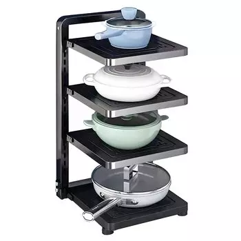 Pot and Pan Organizer Rack for under Cabinet,Heavy Duty Pot Pan Rack Under Sink Organizers,Kitchen Cabinet Organizer Adjustable