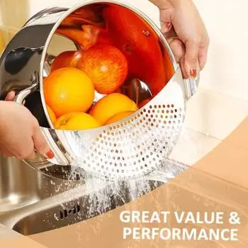 Pot Pan Strainer Board Crescent Shape Draining Hole Wash Fruit Vegetable Filter Sale Goods серебряный
