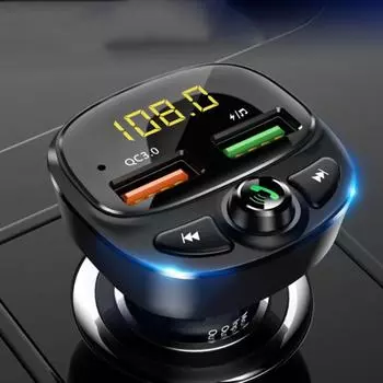 POTAN Автомобильный Mp3 Bluetooth-совместимое быстрое зарядное устройство с двумя USB-портами Автомобильный прикуриватель Qc3.0 поддерживает громкую связь HY87Q-fast charging чёрный