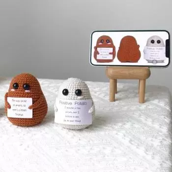 Potato Doll Cute Handmade Crochet Doll Positive Emotional Support Doll Ornament Home Desk Decoration коричневый