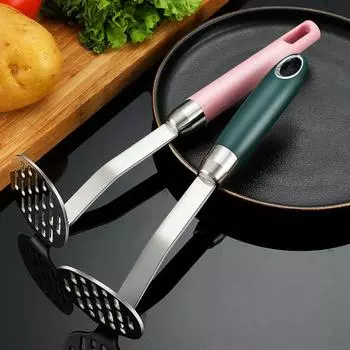 Potato Masher Heavy Duty Fine Mesh Thickened Stainless Steel Manual Press Baby Food Crusher Kitchen Tool розовый