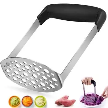 Potato Masher Stainless Steel Wide Handle Fine Hole Mud Press
