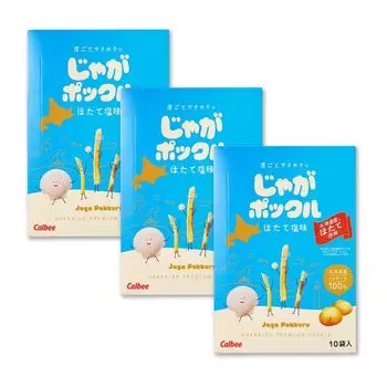 Jaga Pokkuru Scallop Salt Flavor bags x 3 Scallop Salt Calbee Potato Farm Hokkaido Souvenir Snacks [10 boxes] (3 boxes)