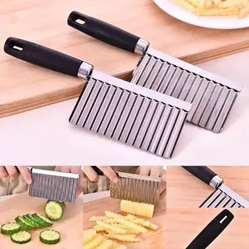 Potato Wavy Edged Knife Stainless Steel Kitchen Gadget Vegetable Fruit Cutting Peeler Cooking Tools Kitchen Knives чёрный