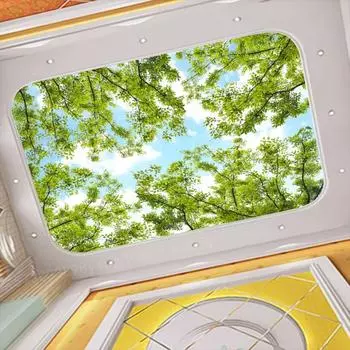 Потолочные обои 3D Лесная тема Небо Зенит Настенная роспись Гостиная Спальня Лес Зеленый Лиственный Зенит Настенная роспись 200 cm(W) x 140 cm(H)