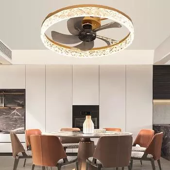 Потолочные вентиляторы с подсветкой Люстра с дистанционным управлением Диммируемый светодиодный светильник для спальни Потолочное освещение Роскошный хрустальный светильник белый