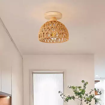 Потолочный абажур из ротанга, адаптер ЕС E27, база в стиле бохо для фермерского дома, кафе, прихожей