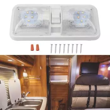 Потолочный двойной купольный светильник для внутреннего освещения кемпера с выключателем для замены 2835SMD купольный светильник 12 В светодиодный светильник
