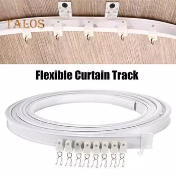 Потолочный карниз Простая установка Универсальная изогнутая сверхмощная гибкая гибкая раздвижная система направляющих для штор Комплект перегородки белый