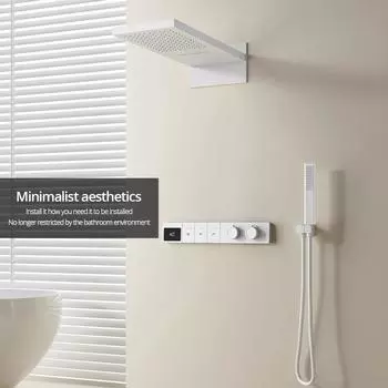 Потолочный смеситель для душа, настенный душевой гарнитур для ванной комнаты, встроенный корпус, цифровой дисплей, 2-х функциональный регулирующий клапан, встраиваемый латунный кран