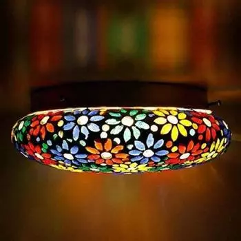 Потолочный светильник из мозаичного стекла ручной работы с цветочным дизайном для украшения дома, бара, ресторана, кафе (Разноцветный)