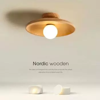 Потолочный светильник Nordic, деревянный круглый потолочный светильник для гардеробной, спальни, кабинета, детского коридора, домашнего внутреннего освещения высокого качества No Bulb
