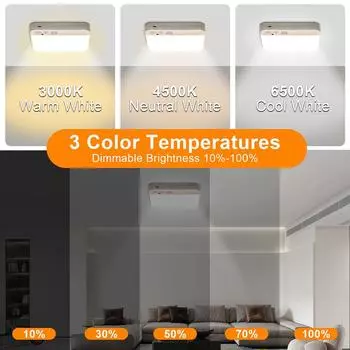 Потолочный светильник с датчиком движения PIR, USB-зарядка, регулировка яркости, 3 цвета, пульт дистанционного управления, таймер, беспроводной светодиодный потолочный светильник для скрытого монтажа