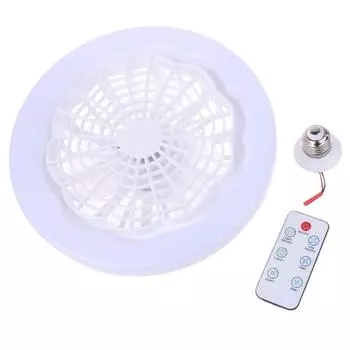 Потолочный вентилятор E27 с цоколем, вентилятор с пультом дистанционного управления, регулируемая скорость ветра для кабинета, спальни, ванной комнаты белый