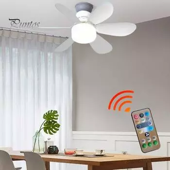 Потолочный вентилятор с дистанционным управлением 30/40 Вт Потолочный вентилятор со светодиодной подсветкой Вентилятор с регулируемой яркостью Свет и таймер Тихая розетка с 6 лопастями Потолочный вентилятор Универсальная лампа 52 белый