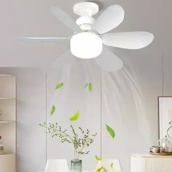 Потолочный вентилятор с дистанционным управлением 30/40 Вт Потолочный вентилятор со светодиодной подсветкой Вентилятор с регулируемой яркостью Свет и таймер Тихая розетка с 6 лопастями Потолочный вентилятор Универсальная лампа 52 белый