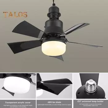 Потолочный вентилятор с дистанционным управлением Основание E27 с регулируемой яркостью Суперяркие съемные лопасти Низкопрофильный реверсивный потолочный вентилятор со светодиодной подсветкой B