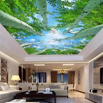 Потолок Настенная роспись Голубь Настенная роспись Большой Плакат с изображением леса и дерева Обои для гостиной Детская комната Спальня Обои 200 cm(W) x 140 cm(H)