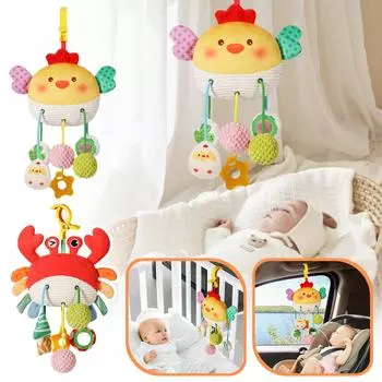 Потяните за веревку, чтобы вытащить колокольчик для кроватки, подвеску-погремушку для детской коляски, успокаивающую игрушку для новорожденного One Size красный