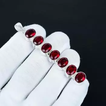 Потрясающая подвеска с красным гранатом, подвеска из стерлингового серебра 925 пробы, подвеска ручной работы, антикварная подвеска, подвеска с драгоценным камнем красным гранатом, подарок для вечеринки 3.14 красный