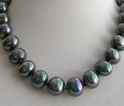 Потрясающее большое колье из черного жемчуга из ракушек Южных морей в стиле барокко диаметром 16 мм.