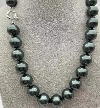 Потрясающее большое ожерелье из круглой жемчужной ракушки диаметром 14 мм.