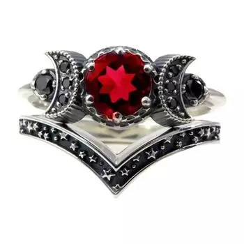 Потрясающее кольцо на палец в стиле Гекаты, 2 цвета, гладкое US 7 красный