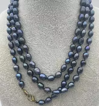 Потрясающее колье 50 дюймов с таитянским павлиньим зеленым жемчугом в стиле барокко диаметром 8–9 мм.