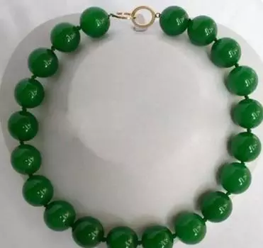 Потрясающее колье из круглых зеленых бусин диаметром 20 мм, 18 ДЮЙМОВ
