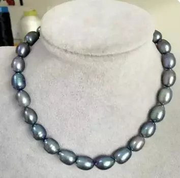 Потрясающее колье с таитянским черным зеленым жемчугом в стиле барокко диаметром 9–10 мм, 18 дюймов.