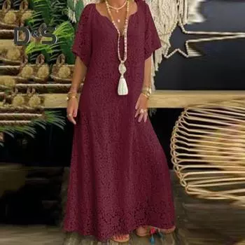 Потрясающее летнее кружевное платье, элегантное, удобное, привлекающее внимание, V-образный вырез, средняя талия, женское платье, летние аксессуары L белый