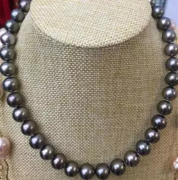 Потрясающее ожерелье из таитянского черного зеленого жемчуга диаметром 11-12 мм и длиной 18 дюймов.