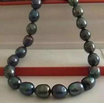 Потрясающее ожерелье с зеленым жемчугом в стиле барокко, 9-10 мм, 18 дюймов