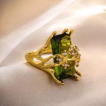 Потрясающее посеребренное коктейльное кольцо с крупным квадратным цирконом — идеально подходит для повседневных образов и вечеринок 6 дубильная кора