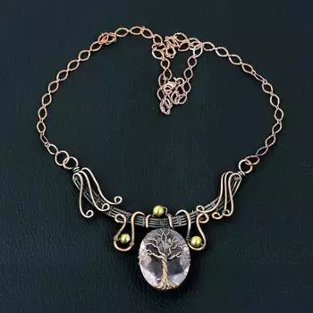 Потрясающее розовое кунцитовое ювелирное ожерелье ручной работы из чистой медной проволоки для любви 18 Inches розовый