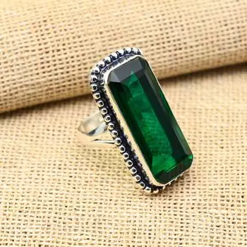 Потрясающее ювелирное кольцо ручной работы из стерлингового серебра 925 пробы с хром-диопсидом для женщин 4 зелёный