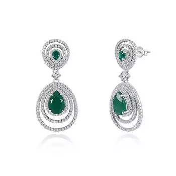 Потрясающие дизайнерские серебряные серьги-гвоздики с подвесками из натурального зеленого агата, эффектные серьги с камнем мая, роскошные ювелирные изделия, подарок для леди L зелёный