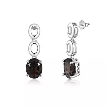Потрясающие дизайнерские серебряные висячие серьги для женщин, настоящий дымчатый овал, 9x11 мм, ноябрьский камень, защитный камень, ювелирные украшения, подарок M коричневый