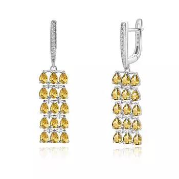 Потрясающие дизайнерские шикарные серьги с болтающейся застежкой, серебряные серьги с цитрином для женщин, модные натуральные ювелирные изделия, подарок на свадебный фестиваль M жёлтый