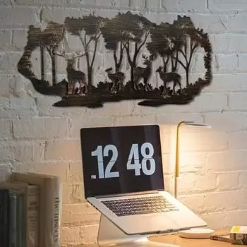 Потрясающие изделия из железа!Искусство украшения стен из металла. Олений лес.Украшение дома.Украшения для дома и улицы.Подвесные украшения чёрный