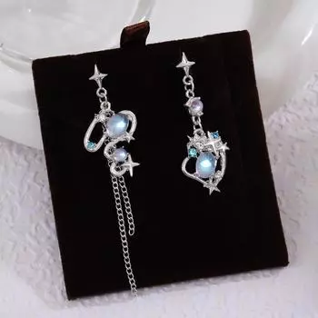 Потрясающие женские асимметричные серьги со звездами в милом и классном дизайне