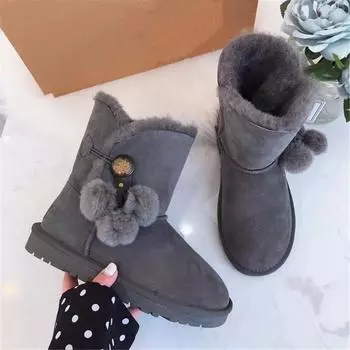 Потрясающие женские австралийские классические зимние сапоги, зимние сапоги из натурального меха, брендовая женская теплая обувь из натуральной овчины 40 серый