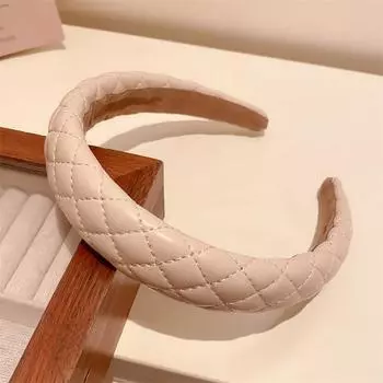 Потрясающие женские повязки на голову из искусственной кожи, обруч с мягкой подкладкой из губки, отделка швом в клетку, праздничное украшение для головы, кожаная ткань