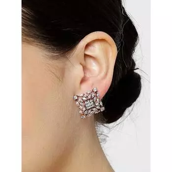 Потрясающие женские серьги-гвоздики квадратной формы, серые тона, стильный блочный дизайн, покрытие из розового золота