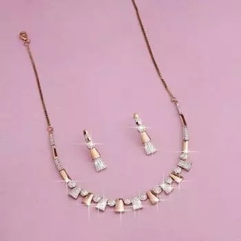 Потрясающий двухцветный комплект колье Estele с покрытием из розового золота и CZ для женщин