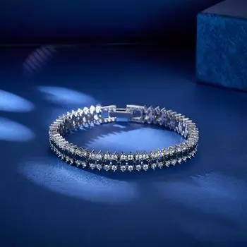 Потрясающий геометрический дизайн теннисного браслета зигзагообразная синяя белая циркониевая теннисная цепочка