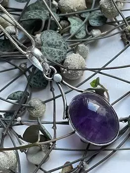 Потрясающий кулон ручной работы с африканским аметистом из стерлингового серебра 925 пробы 14.05mm-22.33mm фиолетовый