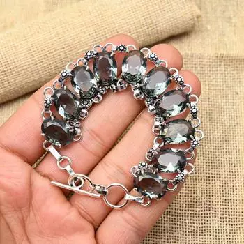 Потрясающий ювелирный браслет ручной работы из стерлингового серебра 925 пробы с александритом для женщин