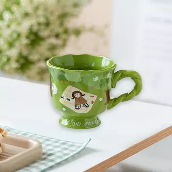 Pottery Coffee Cup Breakfast Mug Craft Lightweight Decor Creative Cartoon Large Belly Tea