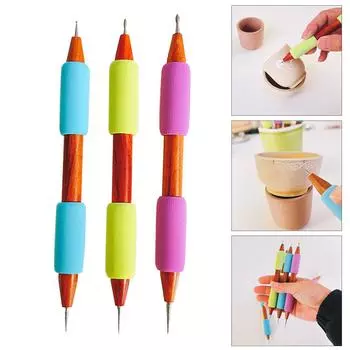 Pottery Texture Carving Tool Double-Ended Carving Needle Engraving Needle Ceramics Decorative Shape Tool for Art Craft фиолетовый